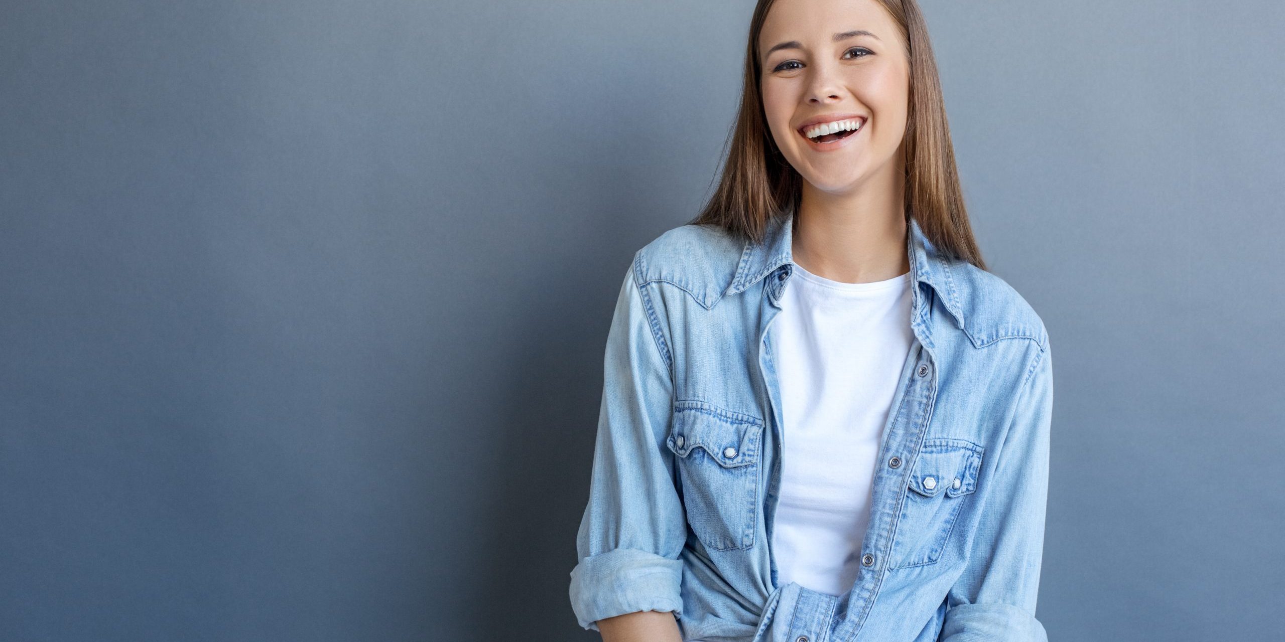 Young,Woman,Free,Style,Isolated,On,Grey restorative dentistry brentwood