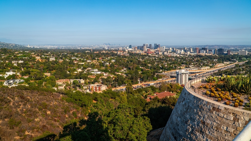Beautiful aerial view of Brentwood, California community served by Ackerman & Towson Dentistry